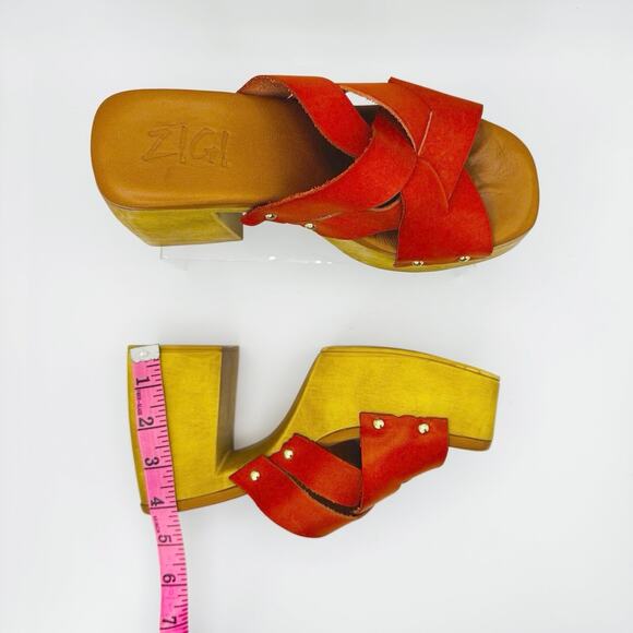 ZIGI Orange block heel Crisscross Suriel Platform Retro-inspired slide sandal 37 - Picture 5 of 8